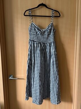 Mahina Black & White Gingham Midi Dress
